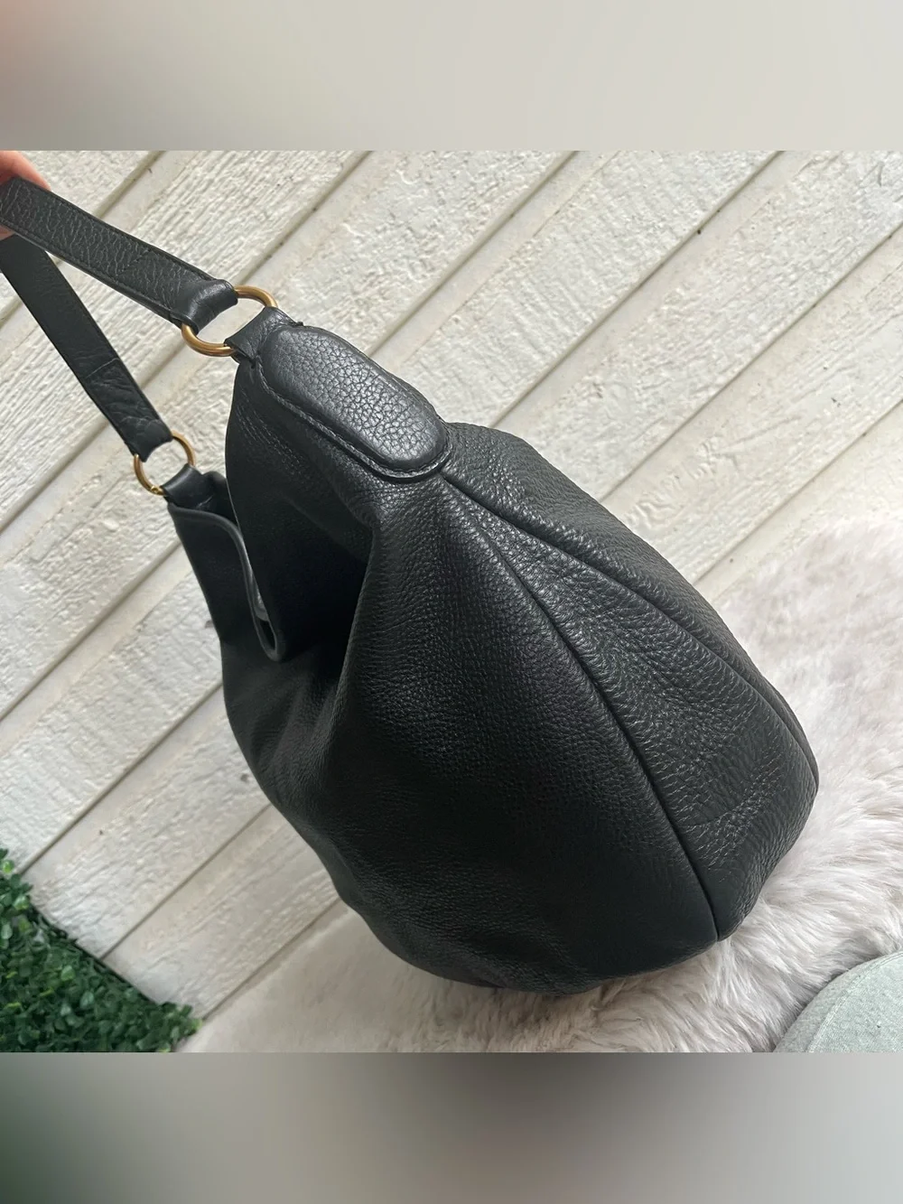 MARC JACOBS Black Leather Hobo Baguette Hillier Shoulder Bag